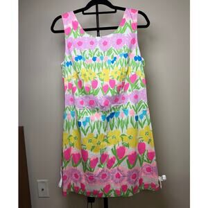 Spring Tulip Easter 2012 Lilly Pulitzer 100% Cotton Floral Dress Size 10